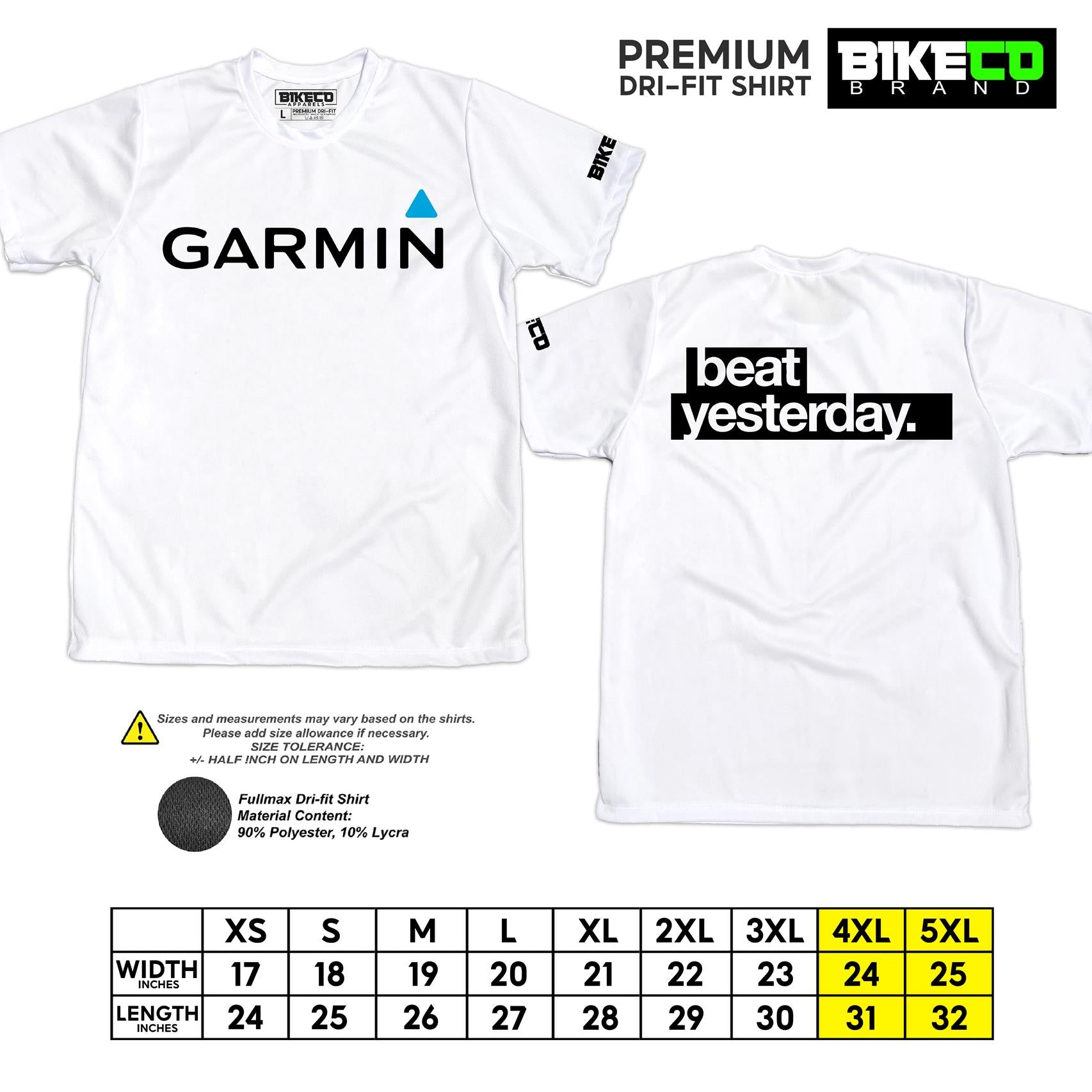Garmin Beat Yesterday | Premium Cycling Dri-Fit Shirt - BIKECO APPARELS